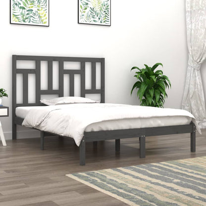 Solid Pine Wood Bed Frame 200x200 cm, Grey - No Mattress Included