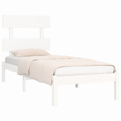 Solid Wood White Bed Frame 100x200 cm - Mattress Not Included