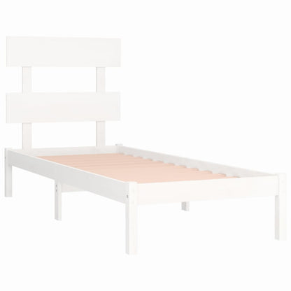 Solid Wood White Bed Frame 100x200 cm - Mattress Not Included