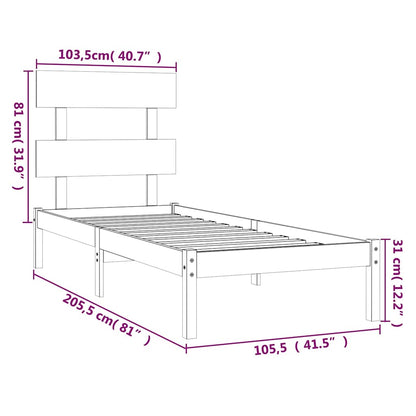 Solid Wood White Bed Frame 100x200 cm - Mattress Not Included