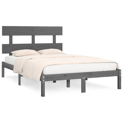 Solid Wood Grey Bed Frame 200x200 cm - No Mattress Included