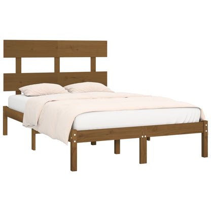 Solid Wood Bed Frame, Honey Brown, 200x200 cm, No Mattress