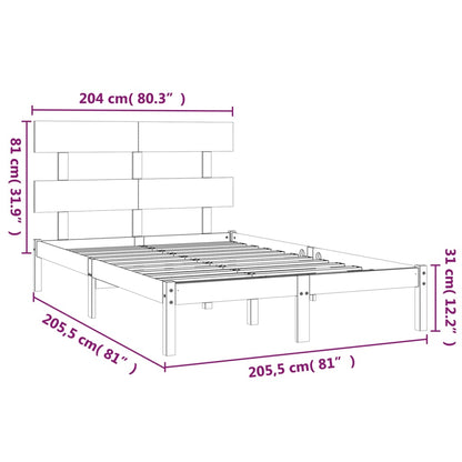 Solid Wood Bed Frame, Honey Brown, 200x200 cm, No Mattress