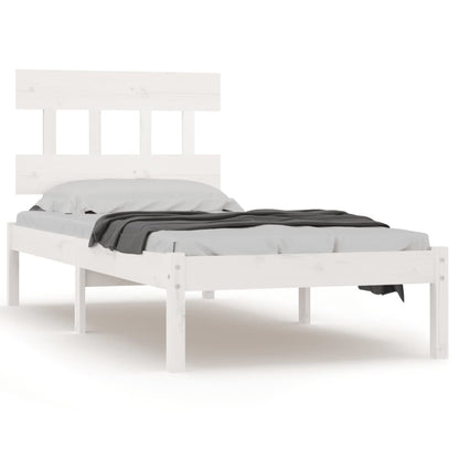Solid Wood White Bed Frame 100x200 cm - No Mattress Included