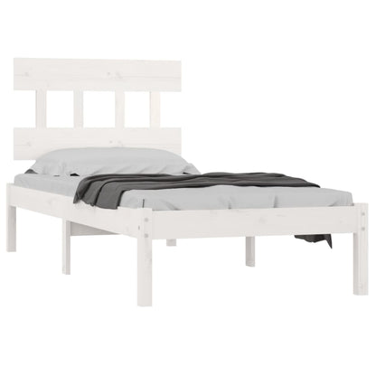 Solid Wood White Bed Frame 100x200 cm - No Mattress Included