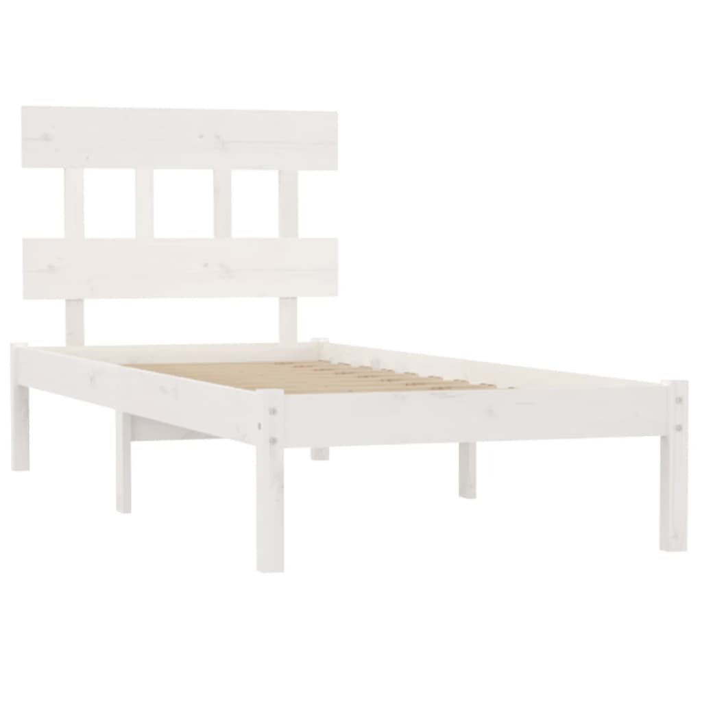 Solid Wood White Bed Frame 100x200 cm - No Mattress Included