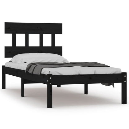 Solid Wood Black Bed Frame 100x200 cm - No Mattress Included