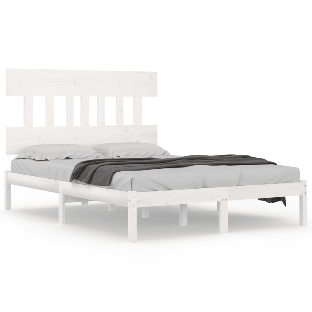 vidaXL White Solid Wood Bed Frame 200x200 cm - No Mattress