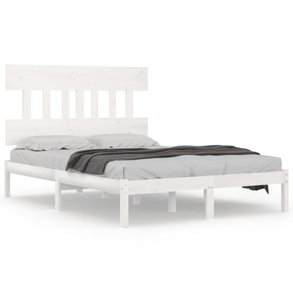 vidaXL White Solid Wood Bed Frame 200x200 cm - No Mattress