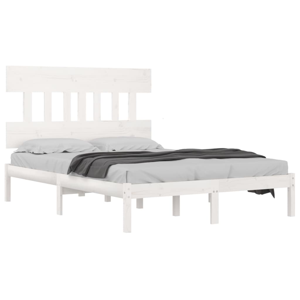 vidaXL White Solid Wood Bed Frame 200x200 cm - No Mattress