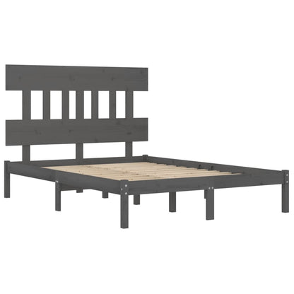 Solid Wood Grey Bed Frame 200x200 cm - No Mattress Included