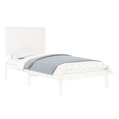 Solid Pine Wood Bed Frame, White 90x200 cm (Without Mattress)