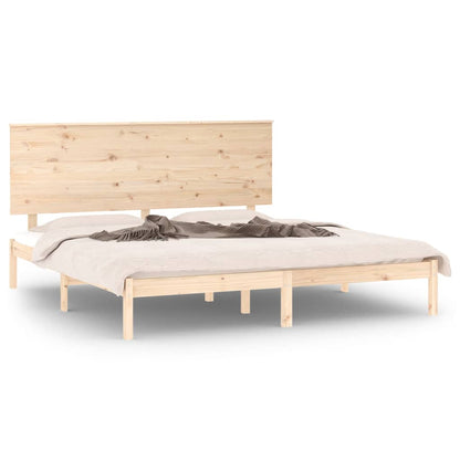 Solid Pine Wood Bed Frame 200x200 cm - Natural Finish
