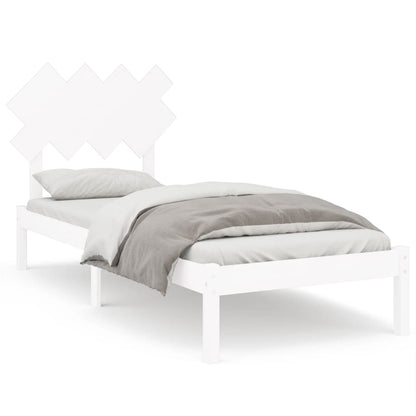 Solid Wood Bed Frame 90x200 cm - White Finish, No Mattress