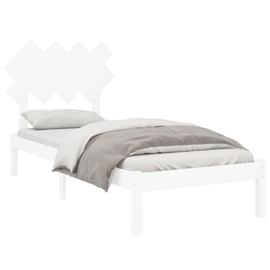 Solid Wood Bed Frame 90x200 cm - White Finish, No Mattress