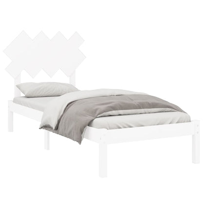 Solid Wood Bed Frame 90x200 cm - White Finish, No Mattress