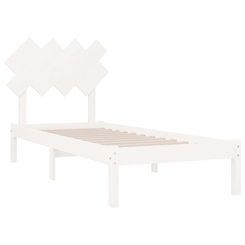 Solid Wood Bed Frame 90x200 cm - White Finish, No Mattress