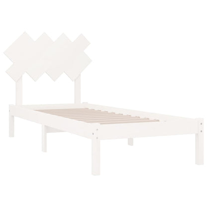 Solid Wood Bed Frame 90x200 cm - White Finish, No Mattress