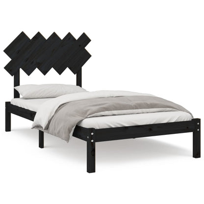 Solid Wood Black Bed Frame 100x200 cm - No Mattress Included