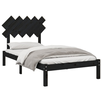 Solid Wood Black Bed Frame 100x200 cm - No Mattress Included
