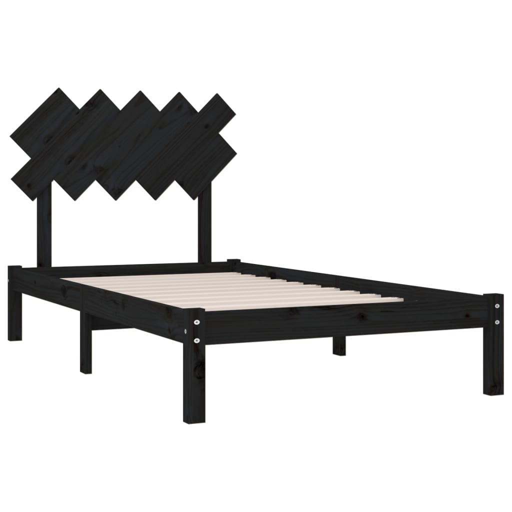 Solid Wood Black Bed Frame 100x200 cm - No Mattress Included
