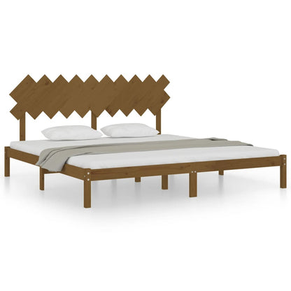 Solid Wood Honey Brown Bed Frame 200x200 cm - No Mattress