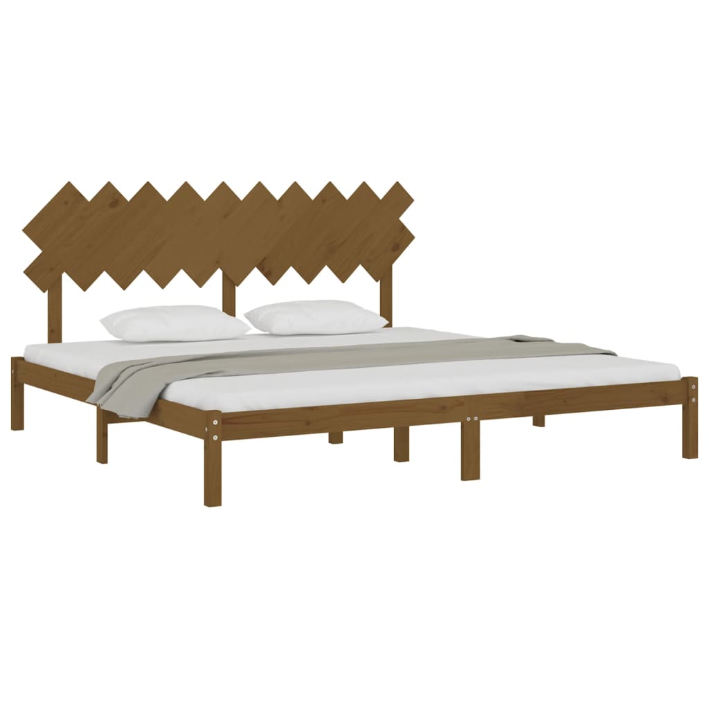 Solid Wood Honey Brown Bed Frame 200x200 cm - No Mattress