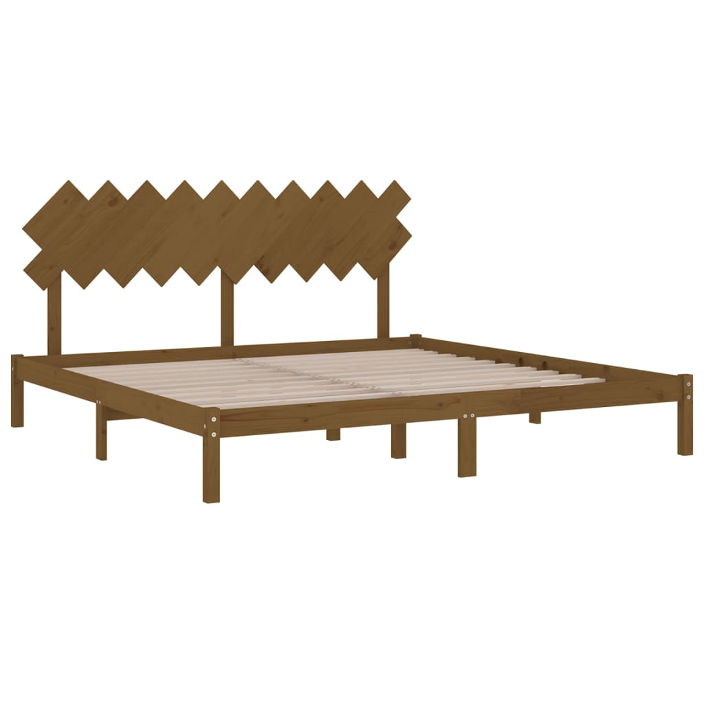 Solid Wood Honey Brown Bed Frame 200x200 cm - No Mattress