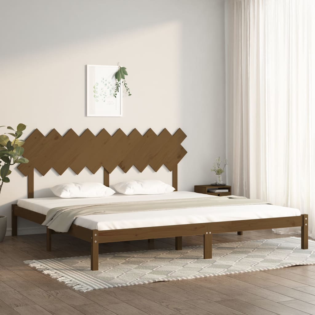 Solid Wood Honey Brown Bed Frame 200x200 cm - No Mattress