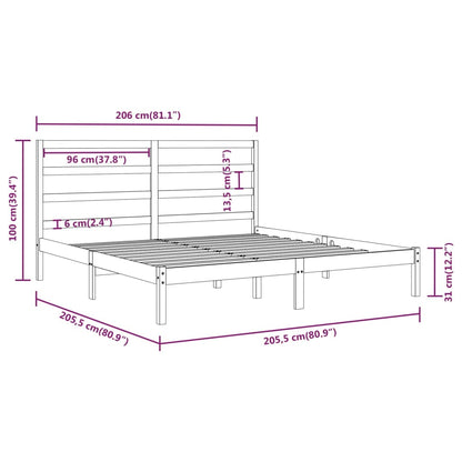 Solid Pine Wood Bed Frame 200x200 cm - Mattress Not Included