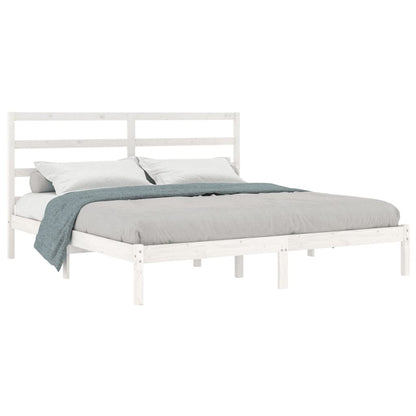 White Solid Pine Wood Bed Frame 200x200 cm - No Mattress Included