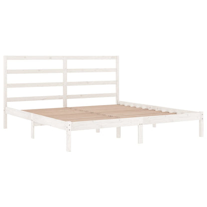 White Solid Pine Wood Bed Frame 200x200 cm - No Mattress Included