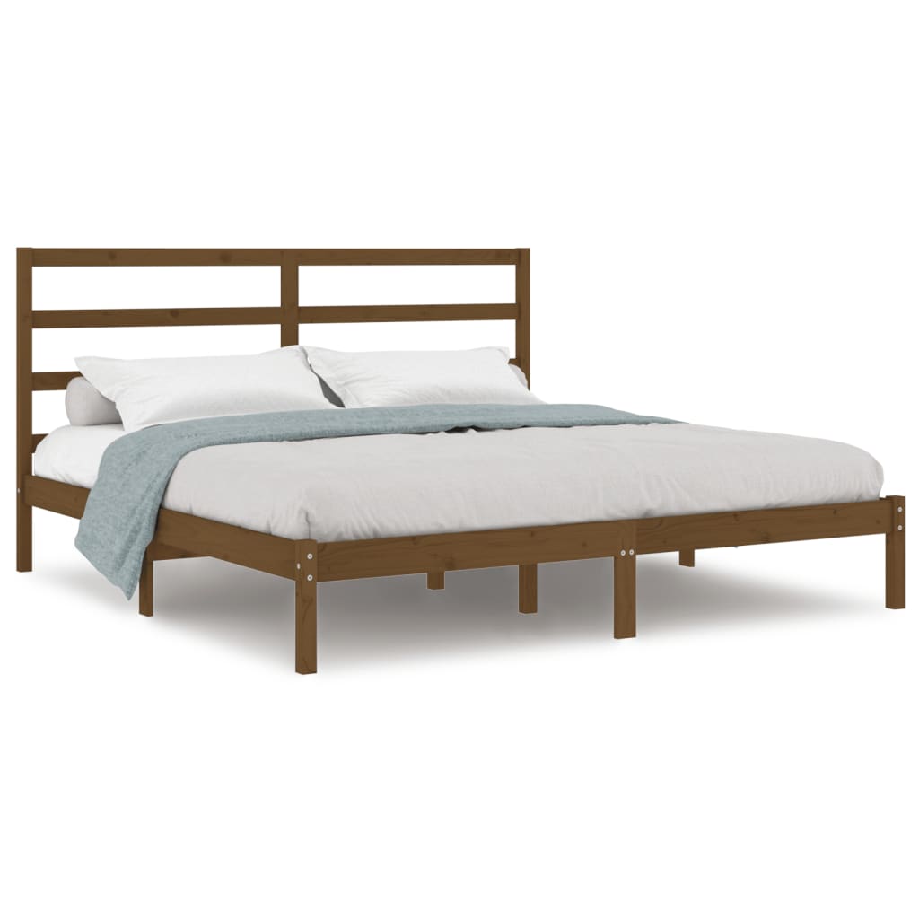 Solid Pine Wood Bed Frame 200x200 cm - Honey Brown Finish
