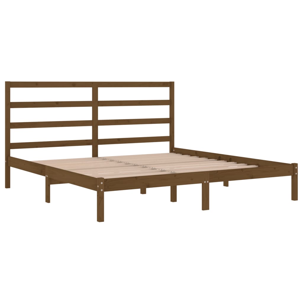 Solid Pine Wood Bed Frame 200x200 cm - Honey Brown Finish