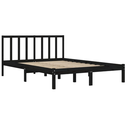 Black Solid Wood King Size Bed Frame 150x200 cm - No Mattress