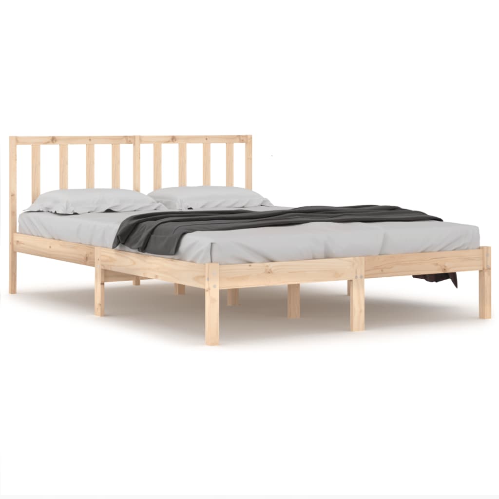 Solid Pine Wood Bed Frame 200x200 cm - Mattress Not Included