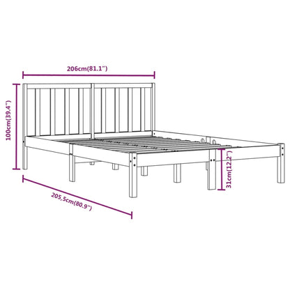 Solid Pine Wood Bed Frame 200x200 cm - Mattress Not Included