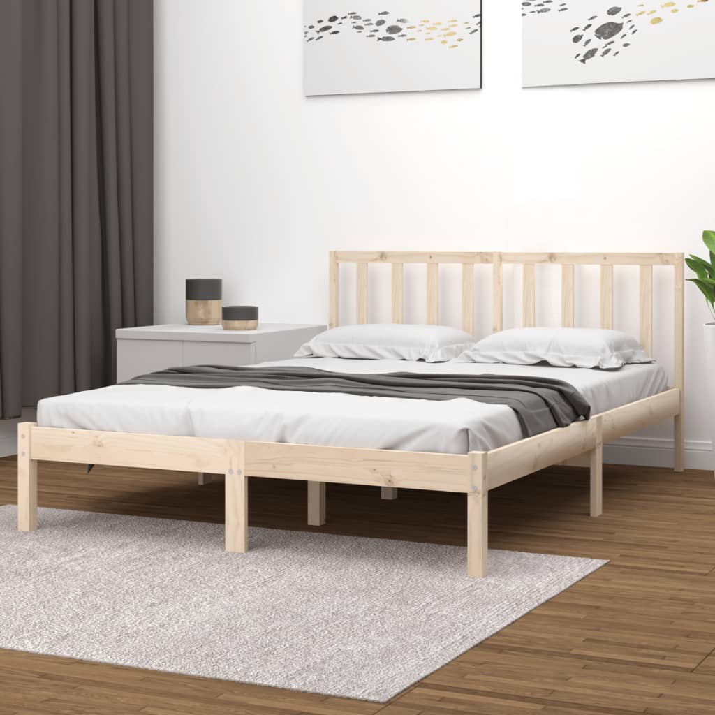 Solid Pine Wood Bed Frame 200x200 cm - Mattress Not Included