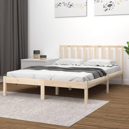 Solid Pine Wood Bed Frame 200x200 cm - Mattress Not Included
