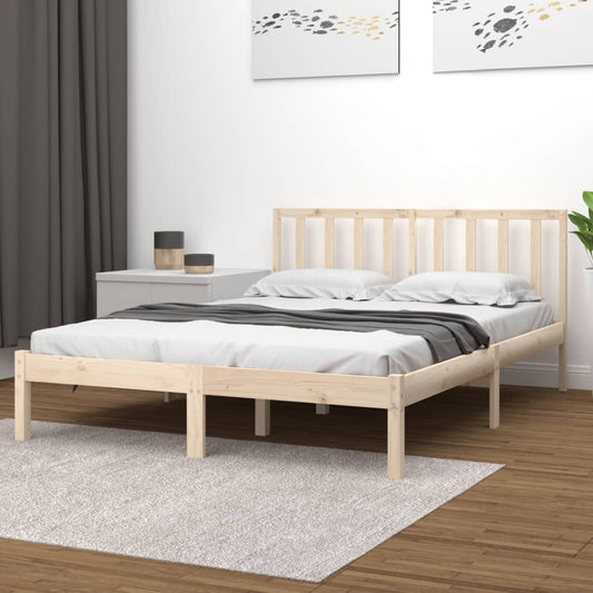 Solid Pine Wood Bed Frame 200x200 cm - Mattress Not Included