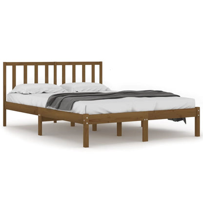 Solid Pine Wood Bed Frame, Honey Brown, 200x200 cm