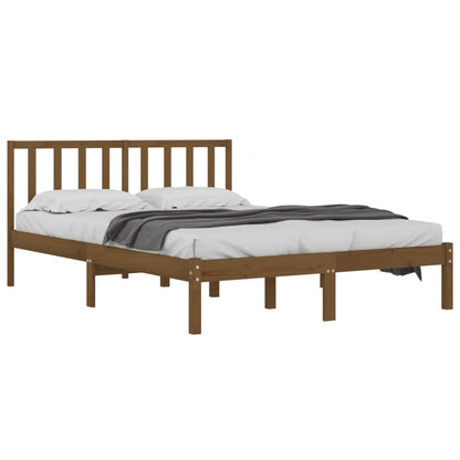 Solid Pine Wood Bed Frame, Honey Brown, 200x200 cm