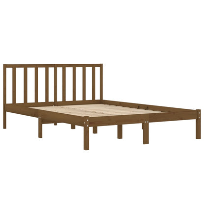 Solid Pine Wood Bed Frame, Honey Brown, 200x200 cm