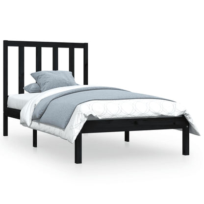 Black Solid Wood Pine Bed Frame - 100x200 cm (No Mattress)