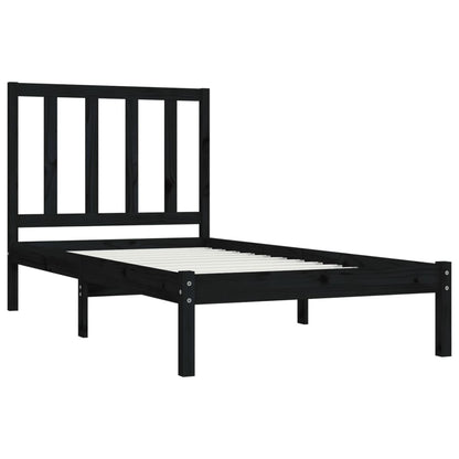 Black Solid Wood Pine Bed Frame - 100x200 cm (No Mattress)