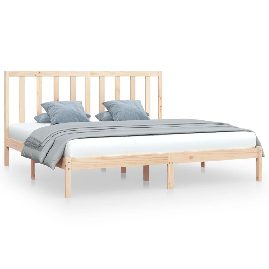 Solid Pine Wood Bed Frame 200x200 cm - No Mattress Included