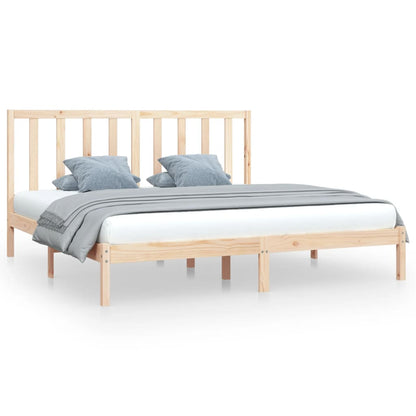 Solid Pine Wood Bed Frame 200x200 cm - No Mattress Included
