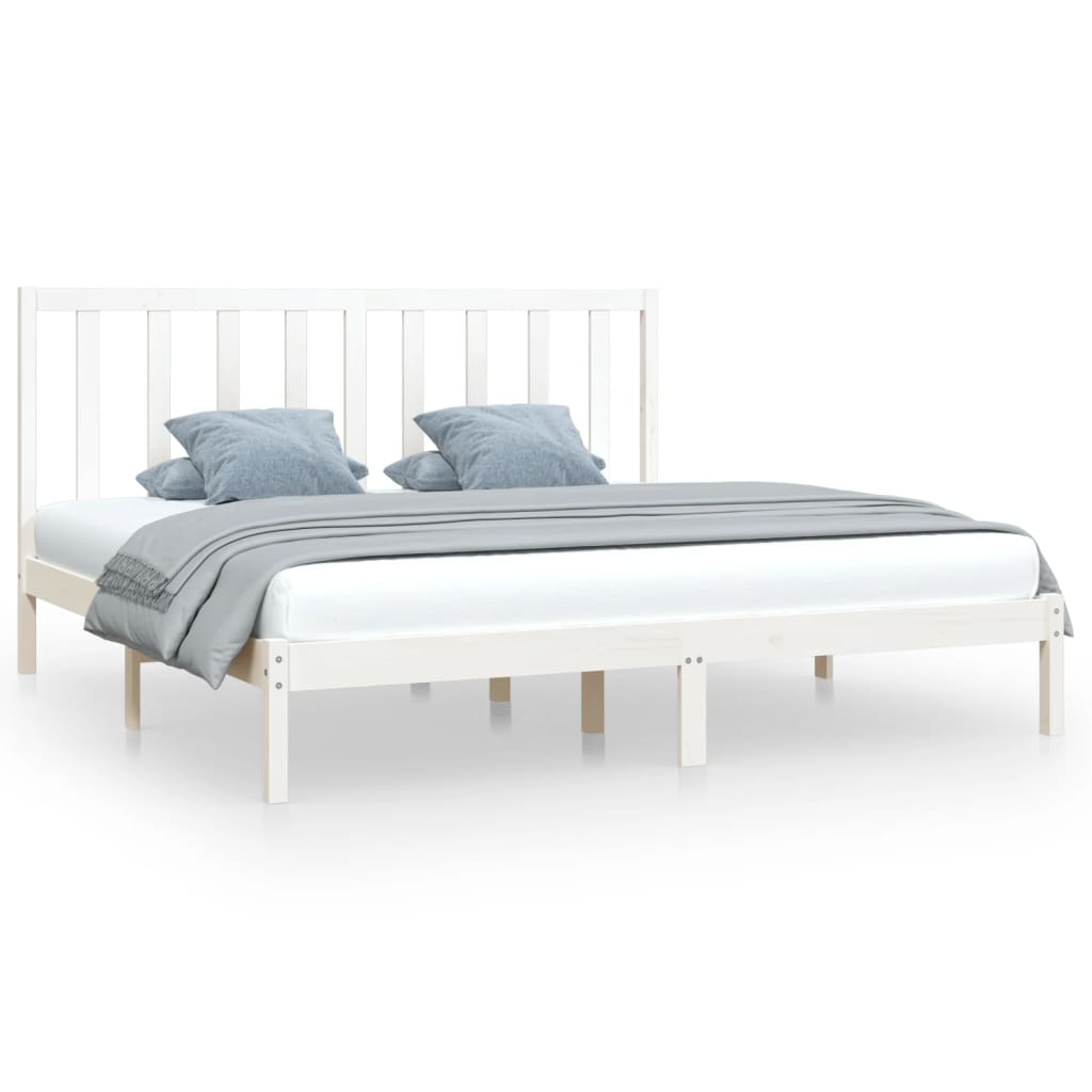 White Pine Solid Wood Bed Frame 200x200 cm - No Mattress Included
