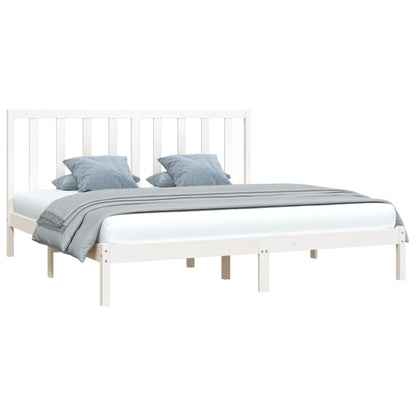 White Pine Solid Wood Bed Frame 200x200 cm - No Mattress Included