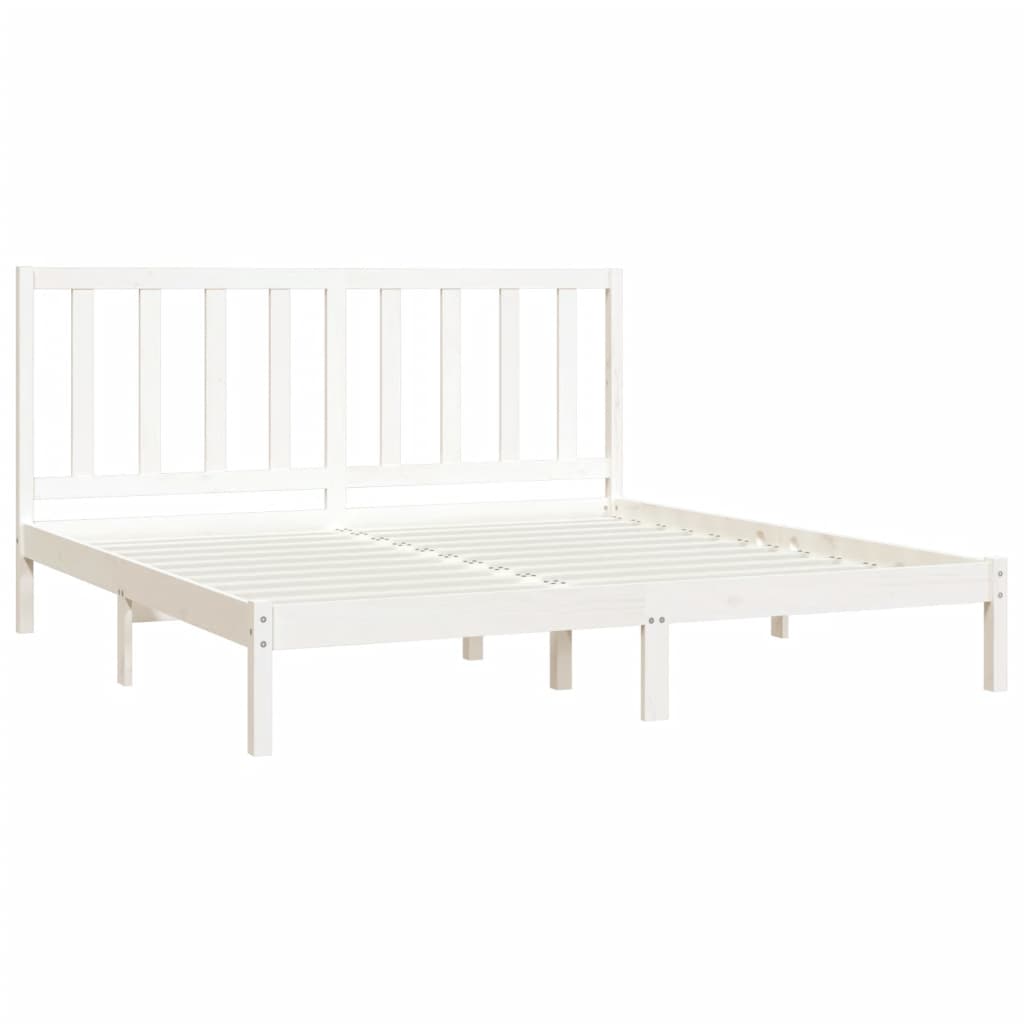 White Pine Solid Wood Bed Frame 200x200 cm - No Mattress Included